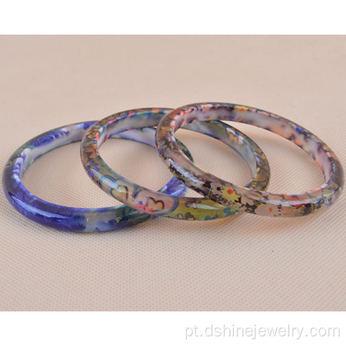 Pulseira de plástica com padrões impressos resina pulseiras para mulheres